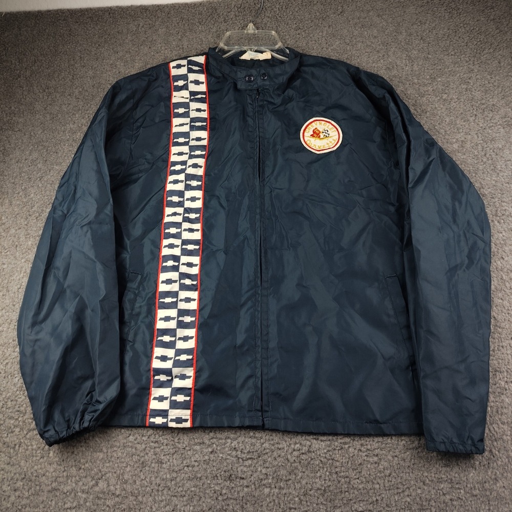 Vintage Chevrolet Corvette Jacket Mens Large San Jacinto Club Navy Blue Racing